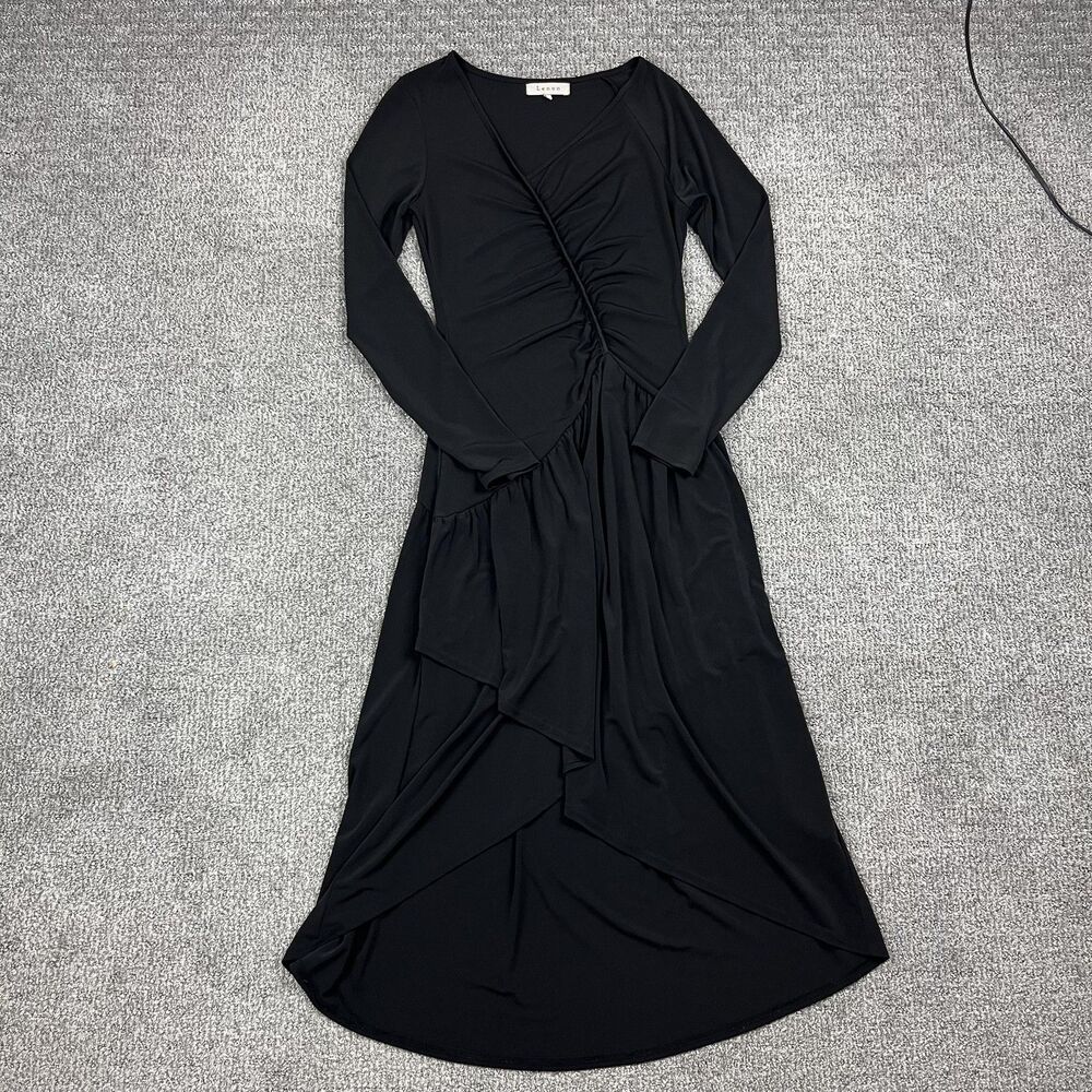 Lenon Dress Women Small Black Ruched Asymmetrical Midi Layered Retro Gothic Y2K